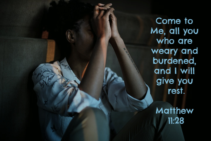 woman anxious matthew 11:28

