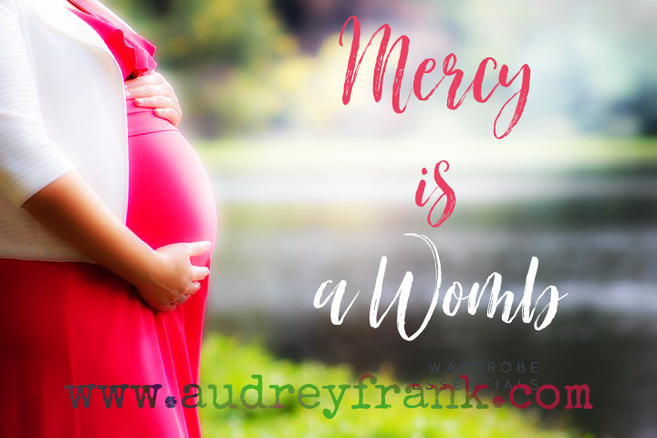 The silhouette of a pregnant woman. The words, "Mercy is a Womb" describe the subject of the post.
