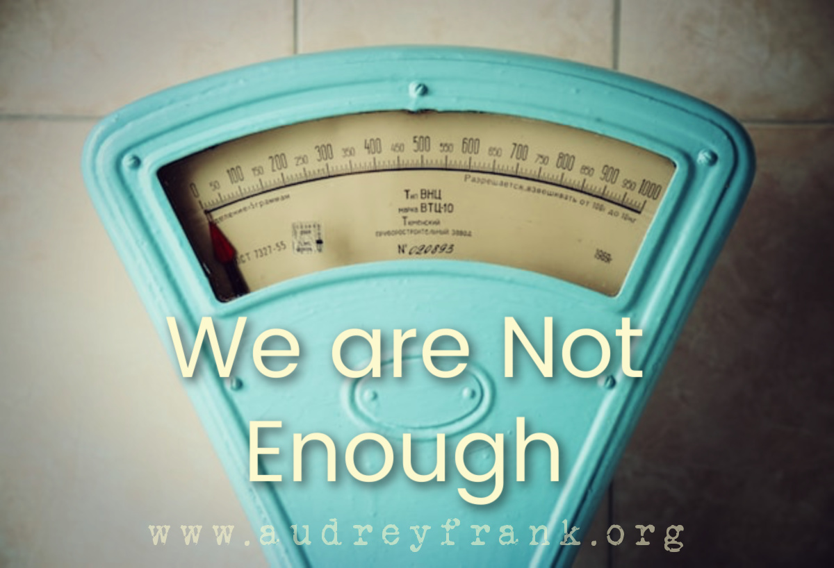A scale reading zero with the words "We Are Not Enough" indicating the purpose of the post.