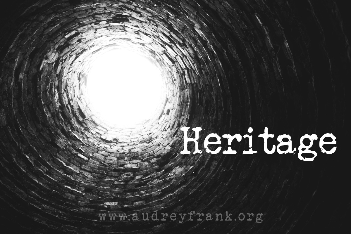 The view of an artisan well from down inside the well, with the word, "Heritage" describing the subject of the post.