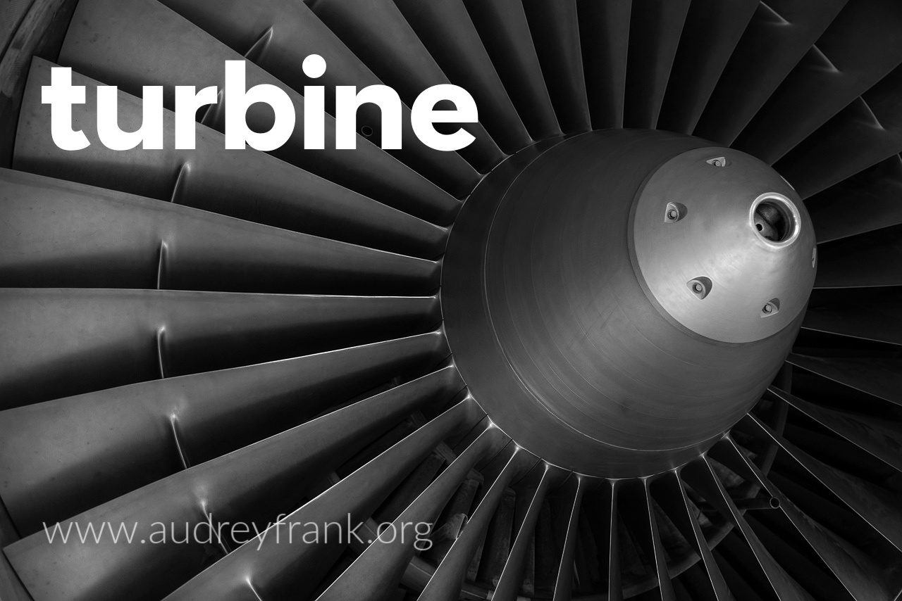 A jet turbine with the title "Turbine" describing the subject of the post.
